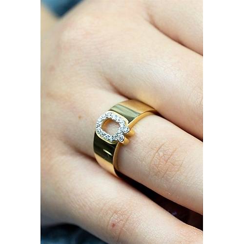 14 Ayar Altın Taşlı Harf Yüzük Ö