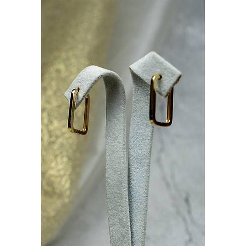 14 Ayar Gold Altın Dikdörtgen Kesim Taşsız Küpe