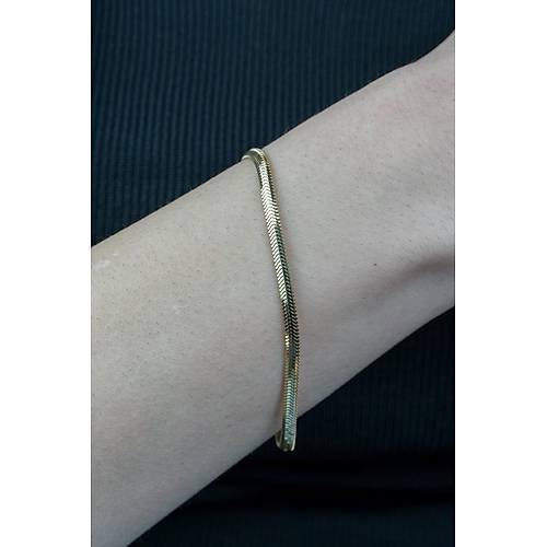 14 Ayar Altın Orta Kalın Balıksırtı Bileklik