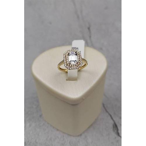 14 Ayar Altın Baget Taşlı Yüzük 2.77 Gr