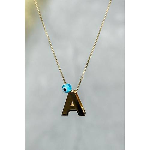 14 Ayar Altın İçi Doricalı Harf Kolye A Harfi