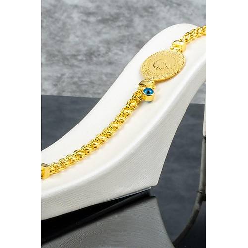 22 Ayar Çeyrekli Güverse Nazarlıklı Altın Bileklik