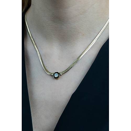 14 Ayar Taşlı Gold Kolye
