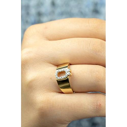 14 Ayar Altın Taşlı Harf Yüzük Ö