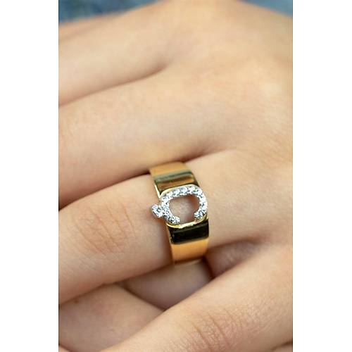 14 Ayar Altın Taşlı Harf Yüzük Ç