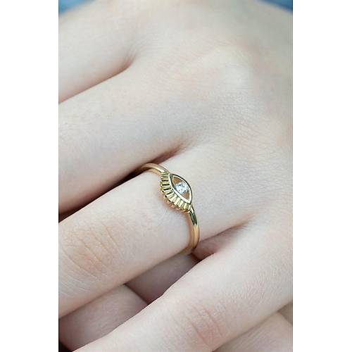 14 Ayar Altın Mini Göz Kirpik Eklem Yüzük