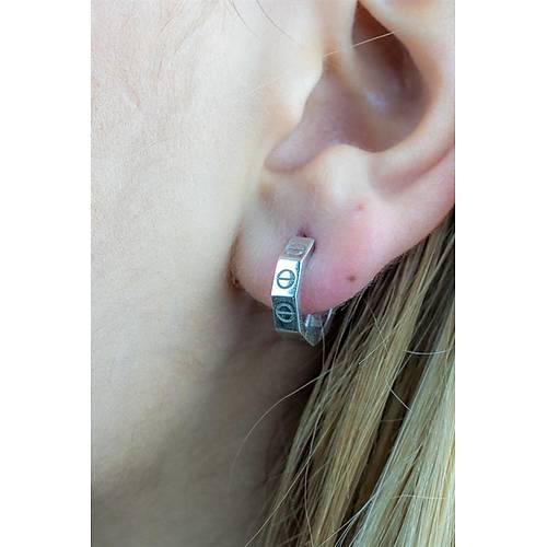 14 Ayar Beyaz Altın Mini boy Spor Küpe