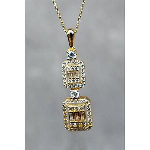 14 Ayar Altın İkili Baget Kolye 3.42 gr