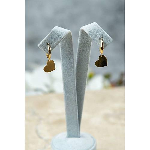 14 Ayar Altın Kalp Pul Halka Küpe