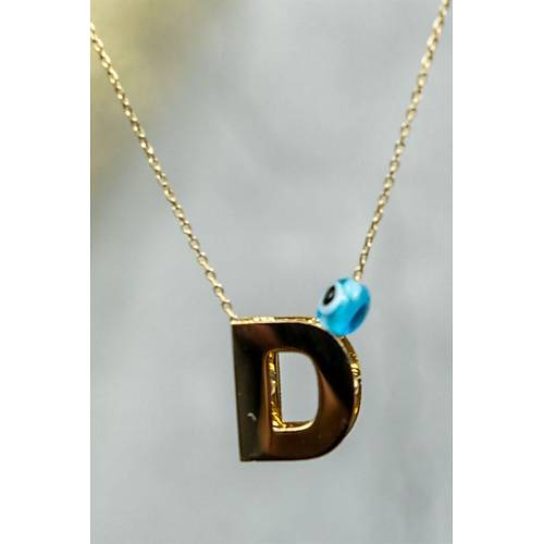 14 Ayar Altın İçi Doricalı Harf Kolye D Harfi