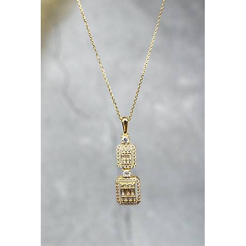 14 Ayar Altın İkili Baget Kolye 3.42 gr