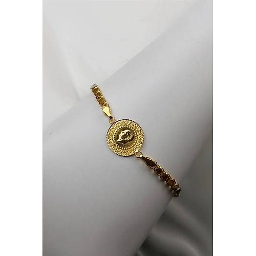 22 Ayar Çeyrek Altınlı Pul Zincir Kulp Bileklik