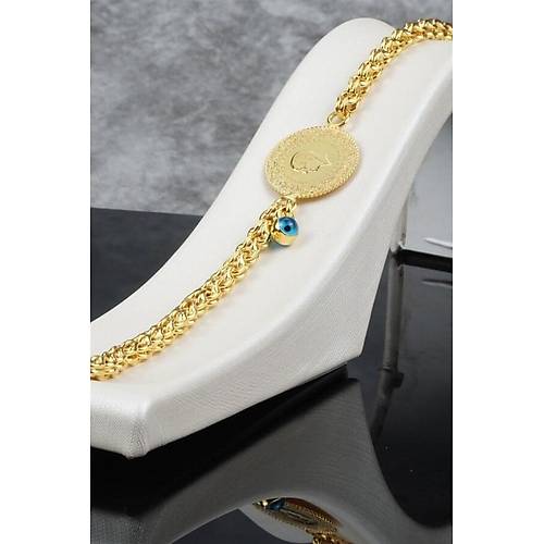 22 Ayar Çeyrekli Güverse Zincir Nazarlıklı Bileklik