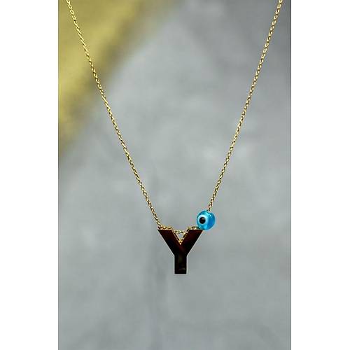 14 Ayar Altın İçi Doricalı Harf Kolye Y Harfi