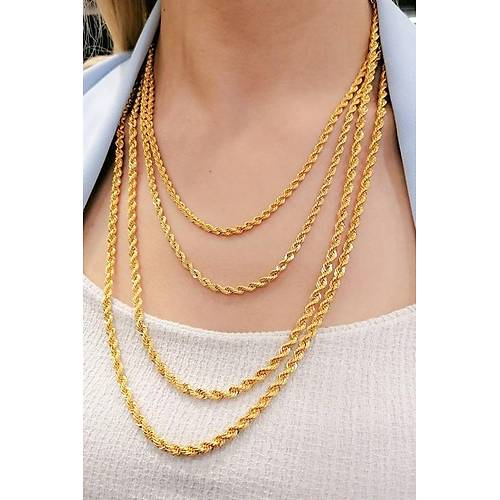 14 Ayar Altın Halat Zincir Kolye Orta Kalın