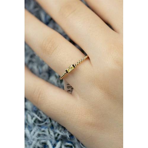 14 Ayar Altın Yatay Taşlı Eklem Yüzük Sarı