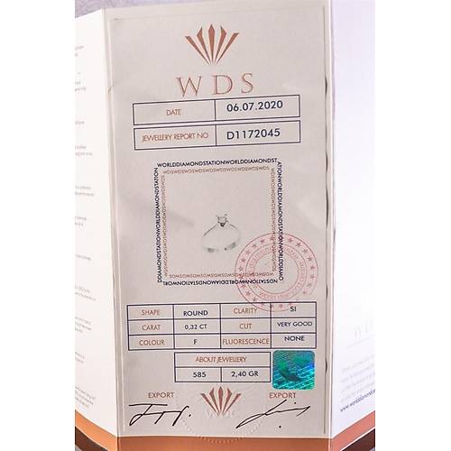 14 Ayar Altın 0.32 Ct Tek Taş Pırlanta Yüzük