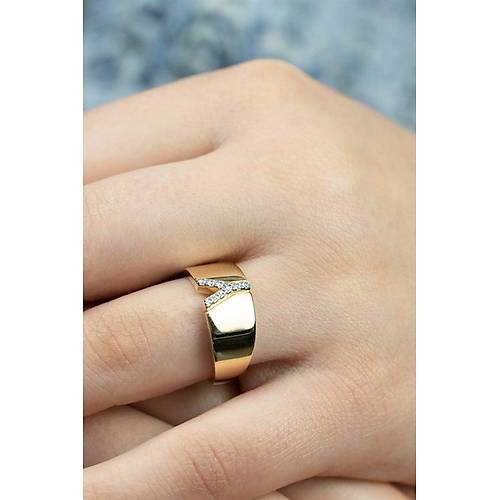 14 Ayar Altın Taşlı Harf Yüzük Y