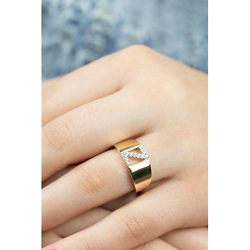 14 Ayar Altın Taşlı Harf Yüzük Z