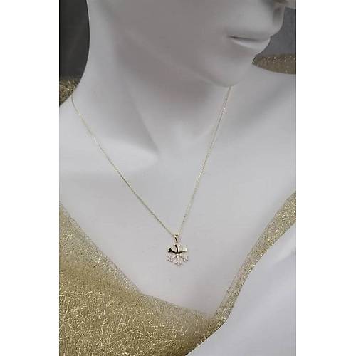 14 Ayar Altın Kartanesi Taşlı Kolye 2 gr