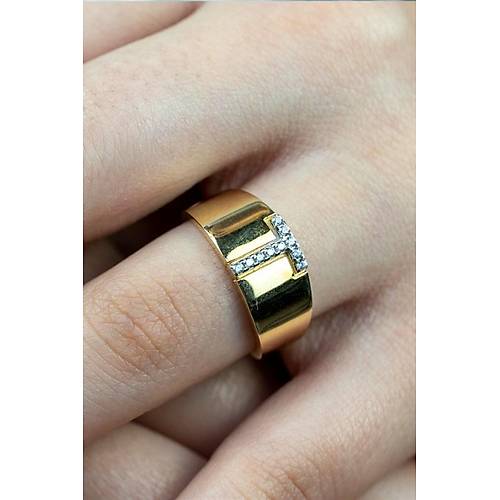 14 Ayar Altın Taşlı Harf Yüzük T