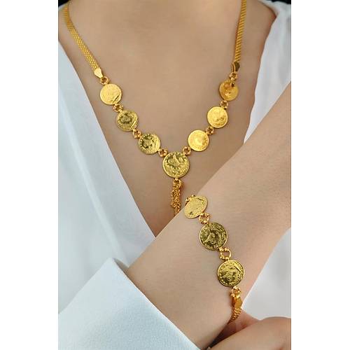 22 Ayar Altın Reşat Altınlı Kolye ve Bileklik Set