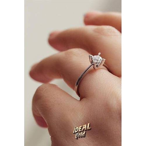 14 Ayar Altın 0.32 Ct Tek Taş Pırlanta Yüzük