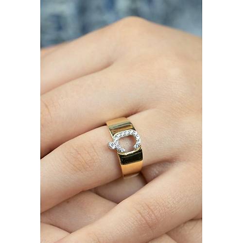 14 Ayar Altın Taşlı Harf Yüzük Ç