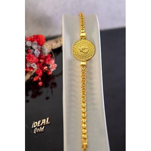 22 Ayar Çeyrekli Çift Sıra Altın Kulp Bileklik