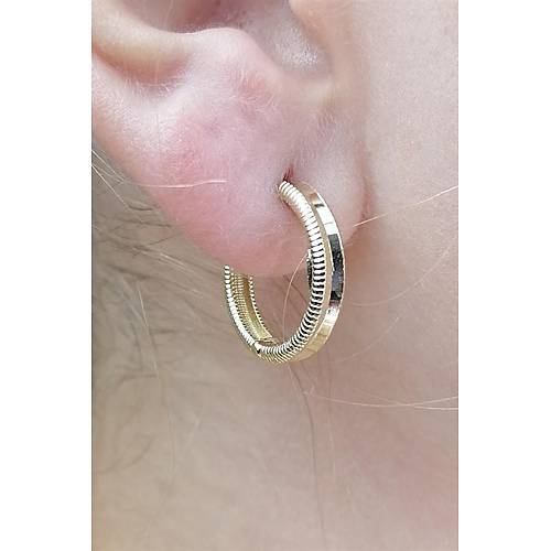 14 Ayar Altın Ajda Küpe Orta Boy Yeşil