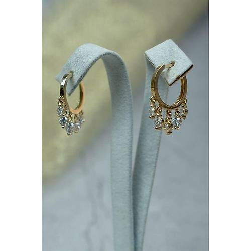 14 Ayar Altın Sallantı Taşlı Küpe