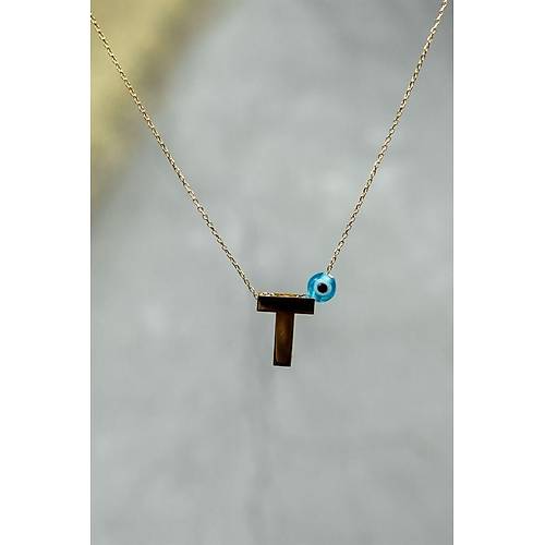 14 Ayar Altın İçi Doricalı Harf Kolye T