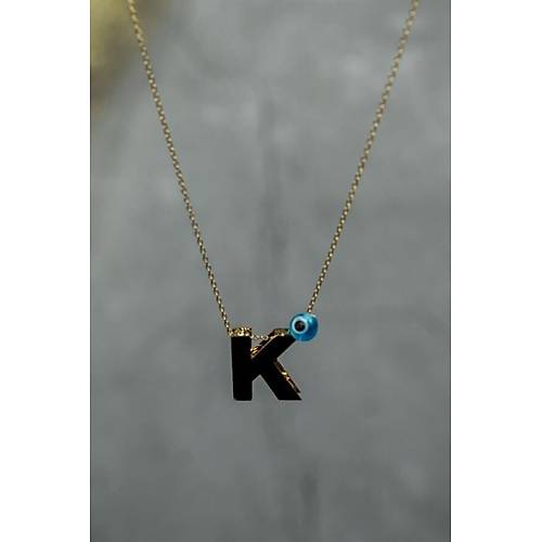 14 Ayar Altın İçi Doricalı Harf Kolye K Harfi