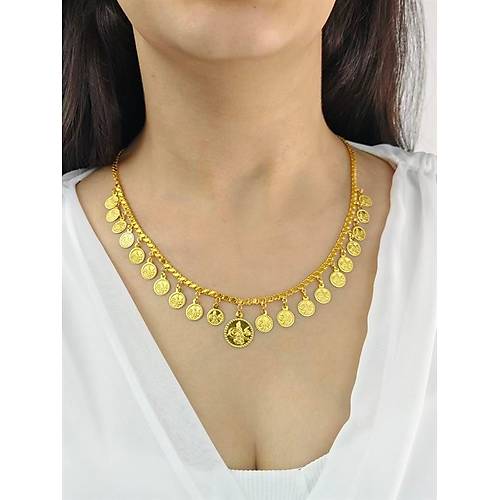 22 ayar altın baskı reşatlı pul zincirli kolye