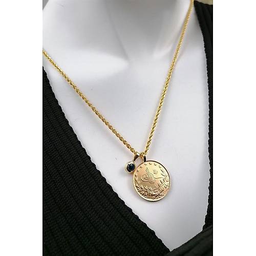 14 Ayar Altın Kulp 22 Ayar Tam Reşatlı Nazarlıklı Kolye