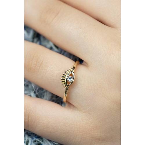 14 Ayar Altın Mini Göz Kirpik Eklem Yüzük