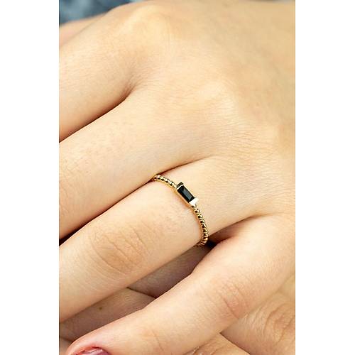 14 Ayar Altın Yatay Taşlı Eklem Yüzük Siyah