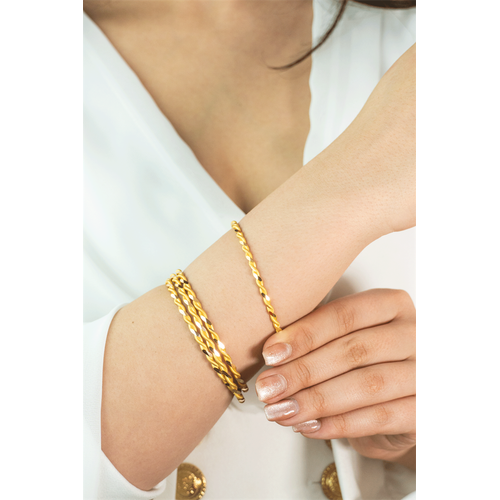 22 Ayar Altın İşçiliksiz Tel İkili Burma Bilezik 15 gr