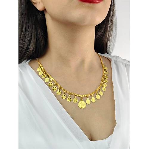 22 ayar altın baskı reşatlı pul zincirli kolye