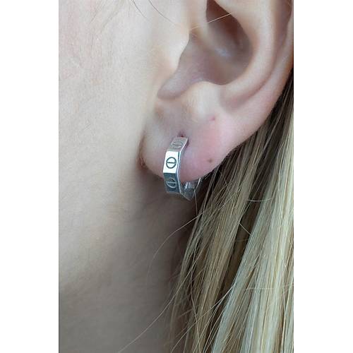 14 Ayar Beyaz Altın Mini boy Spor Küpe