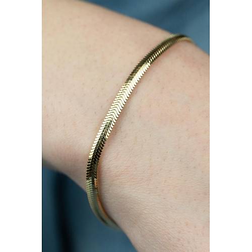 14 Ayar Altın Orta Kalın Balıksırtı Bileklik