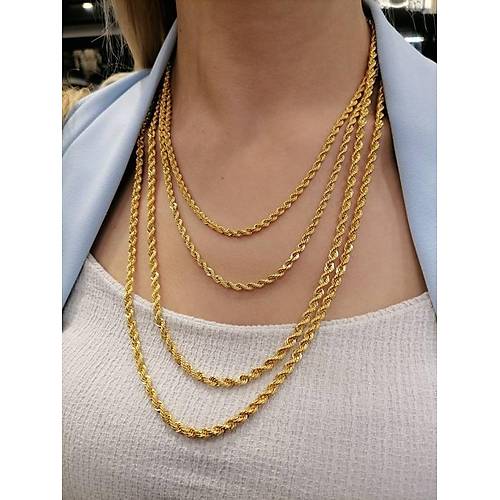 14 Ayar Altn Halat Zincir Kolye Orta Kaln