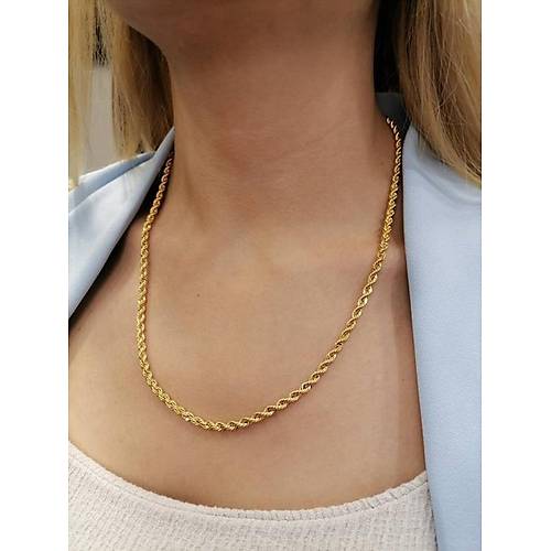 14 Ayar Altn Halat Zincir Kolye Orta Kaln