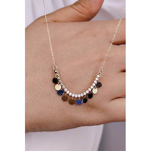 14 Ayar Altn Tal Pul Kolye