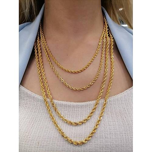 14 Ayar Altn Halat Zincir Kolye Orta Kaln