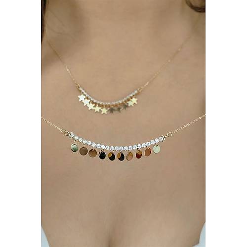 14 Ayar Altn Tal Pul Kolye