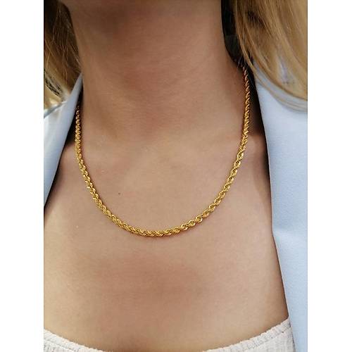 14 Ayar Altn Halat Zincir Kolye Orta Kaln