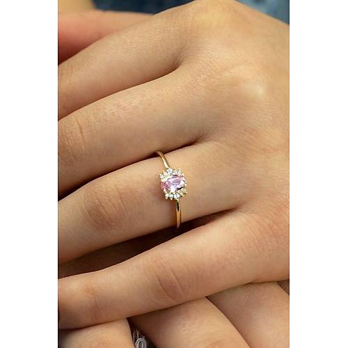 14 Ayar Altn Kenar Tal Yzk Ak Pembe