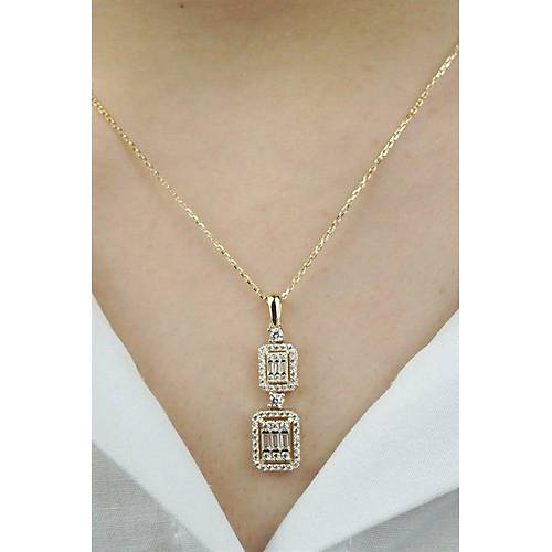14 Ayar Altn Gold ift Baget Ta Kolye