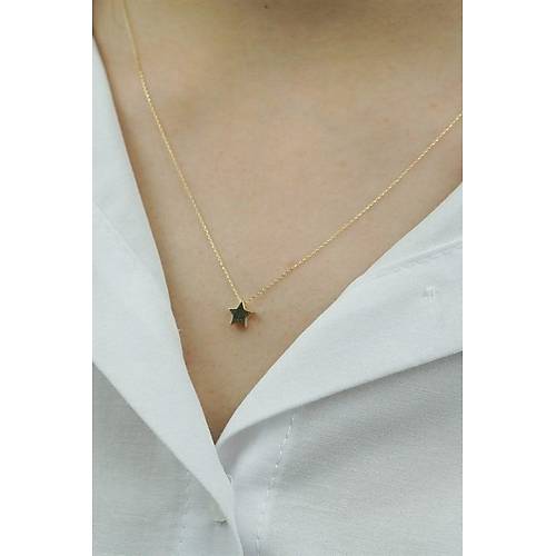14 Ayar Altn Yldz Minimal Kolye